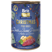 Празнична, коледна консерва за кучета Brit Care Dog  Monoprotein Christmas can Duck с 66% патешко месо, сладък картоф, ябълка и спанак